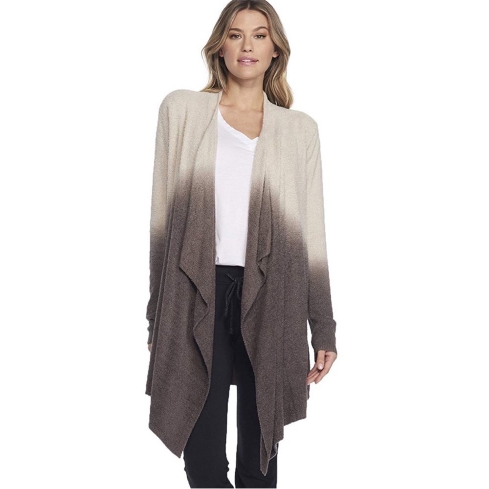 Barefoot Dreams Ombre Open-Front Cardigan in Cream to Brown